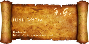 Hidi Géza névjegykártya